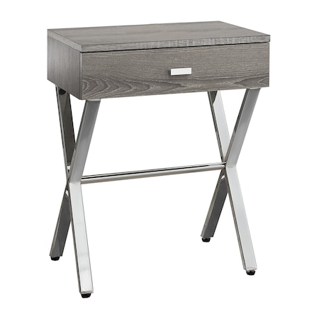 Monarch Specialties Accent Table - 24"H / Dark Taupe / Chrome Metal I 3263
